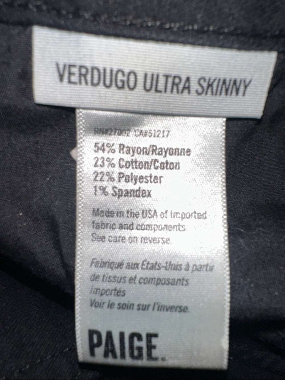 PAIGE Verdugo Ultra Skinny Black Jeans Mid Rise Stretch Size 29